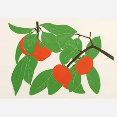 Persimmons by Henry Evans, 1971, Linocut on paper, offered Jan 2022