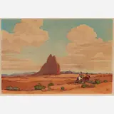 Norma Bassett Hall, Navajo Land, 1947, Color woodcut on paper