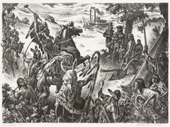 Encounter - I.T. (Indian Territory) by Charles Banks Wilson, 1978, Lithograph on paper, offered Oct 2021
