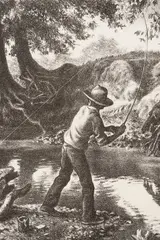 Boy on the Creek by Charles Banks Wilson, 1976, Lithograph on paper, offered Oct 2021