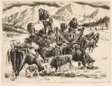 Irwin D. Hoffman, Winter Feeding, 1939, Etching on paper
