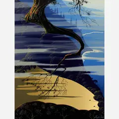 Sea Cliffs & Pine by Eyvind Earle, 1988, Serigraph on paper, offered Oct 2021