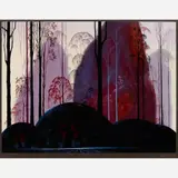 Eyvind Earle, Mauve, Red & Purple, 1987, Serigraph on paper