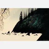 Eyvind Earle, Spruce, Redwood & Pine, 1988, Serigraph on paper