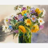 James R. Hamil, Untitled floral still life, Watercolor on paper
