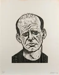 Jackson Pollock by Robert Carston Arneson, 1983, Woodcut on paper, offered Jun 2021