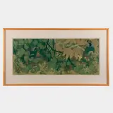 Janet E. Turner, Quails Amid Wild Grapes II, 1966, Color linocut