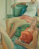Henry Ransom, Untitled (Two Seated Women), circa 1970s, Oil on canvas