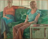 Henry Ransom, Untitled (Two Seated Women), circa 1970s, Oil on canvas