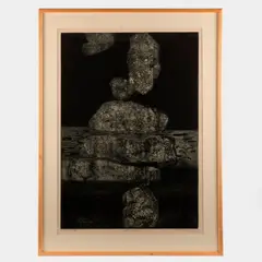 Gabor Peterdi, Vertical Rocks, 1959, Etching on paper