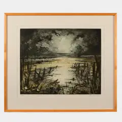 John Alexander, Sabine Pass, 1990, Hand-colored etching on paper