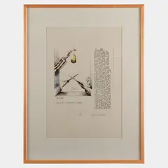 Ellen Lanyon, One Way to Quarter a Pear, 1969, Hand-colored lithograph on paper