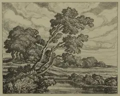 Pastures by Birger Sandzén, 1939, Lithograph on paper, offered Mar 2021