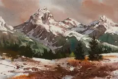 Joseph Bohler, Tetons, 1977, Watercolor on paper