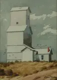 Sidney Moore, Grain Elevator, Watercolor on paper