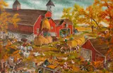 Gerald Nees, Putting Hay for the Winter That Is Coming, 1977, Oil on canvas board