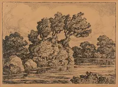 Birger Sandzén, Riverbend, 1947, Lithograph on paper