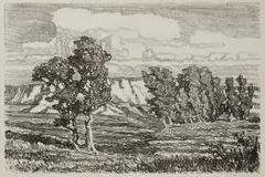 In the Meadow by Birger Sandzén, 1917, Lithograph on paper, offered Mar 2020