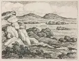 Twin Mounds by Birger Sandzén, 1946, Lithograph on paper, offered Mar 2020