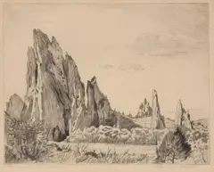 Lyman Byxbe, Garden of the Gods, Etching on paper