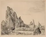 Lyman Byxbe, Garden of the Gods, Etching on paper