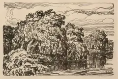 Stream with Willows by Birger Sandzén, 1923, Lithograph on paper, offered Mar 2020