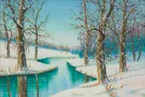 Oscar Gunnarson, Untitled (Snowy Creek), Oil on canvas board