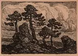 Birger Sandzén, Pines at Sunset
