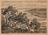 Riverbank with Cedars by Birger Sandzén, 1927, Lithograph on paper, offered Mar 2020