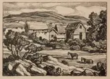 Birger Sandzén, The Hillside Farm, 1934, Lithograph on paper