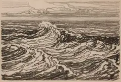 Waves by Birger Sandzén, 1915, Lithograph on paper, offered Mar 2020
