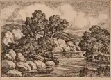 Birger Sandzén, Kansas River, 1951, Lithograph on paper