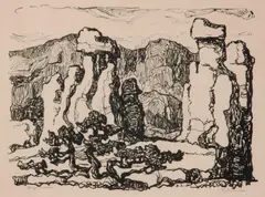 The Colonnade by Birger Sandzén, 1924, Lithograph on paper, offered Mar 2020