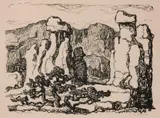Birger Sandzén, The Colonnade, 1924, Lithograph on paper