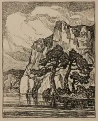Rocky Shore by Birger Sandzén, 1923, Lithograph on paper, offered Mar 2020