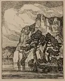 Birger Sandzén, Rocky Shore, 1923, Lithograph on paper