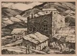 Birger Sandzén, Corner of Nevadaville, 1937, Lithograph on paper