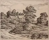 Birger Sandzén, Nils Gustaf's House, 1938, Lithograph on paper