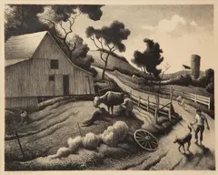 The Benton Farm by Thomas Hart Benton, 1972, Lithograph on paper, offered Nov 2019