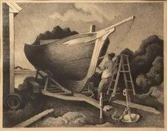 Repairing the Sloop by Thomas Hart Benton, 1973, Lithograph on paper, offered Nov 2019