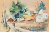 Werner Drewes, Country Homes, 1935, Watercolor on paper