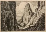 Sentinel Rock by Birger Sandzén, 1917, Lithograph on paper, offered Nov 2019