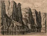 Birger Sandzén, The Red Canyon, 1927, Lithograph on paper
