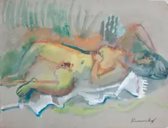 Bruno Krauskopf, Untitled (Reclining Nude), Gouache on paper