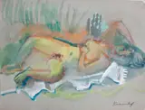 Bruno Krauskopf, Untitled (Reclining Nude), Gouache on paper