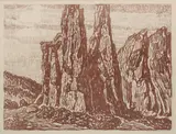 Birger Sandzén, In the Garden of the Gods, 1917, Lithograph on paper