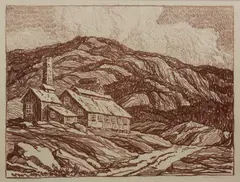 Abandoned Mill by Birger Sandzén, 1918, Lithograph on paper, offered Nov 2019