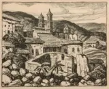 Birger Sandzén, Glimpse of Taxco, 1935, Lithograph on paper