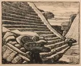Birger Sandzén, Temple of Quetzalcoatl, 1935, Lithograph on paper