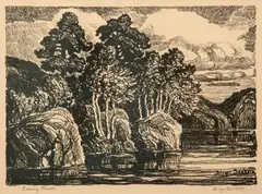 Evening Clouds by Birger Sandzén, 1928, Lithograph on paper, offered Nov 2019